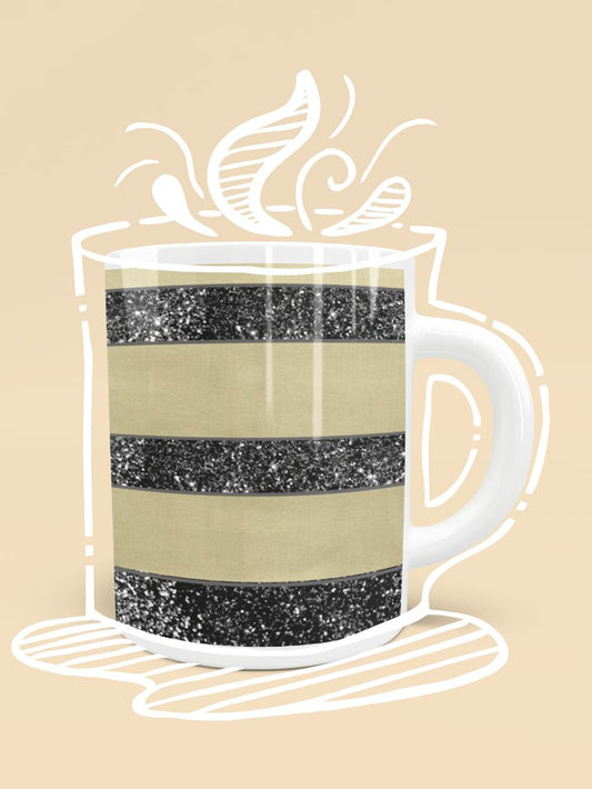 Gold Black Glitter Stripes Pattern Mug