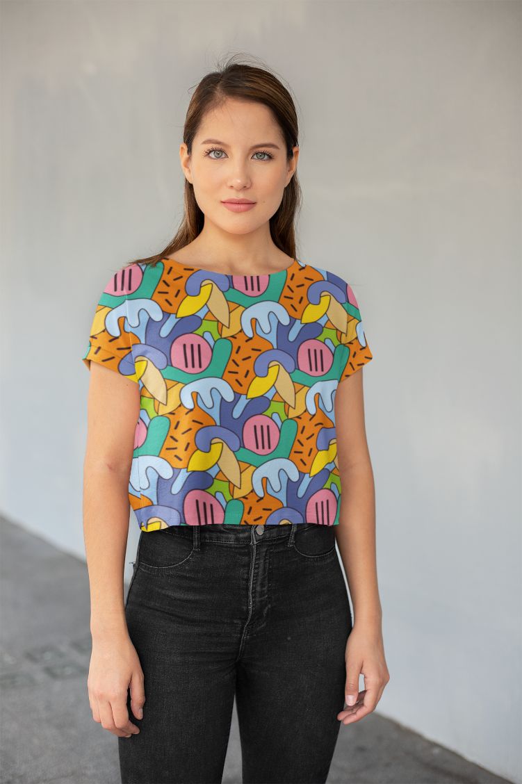 Graphic Pattern (6) All-Over Print Crop Tee