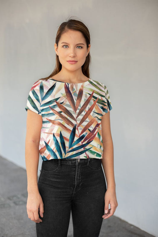 LEAVES1 All-Over Print Crop Tee