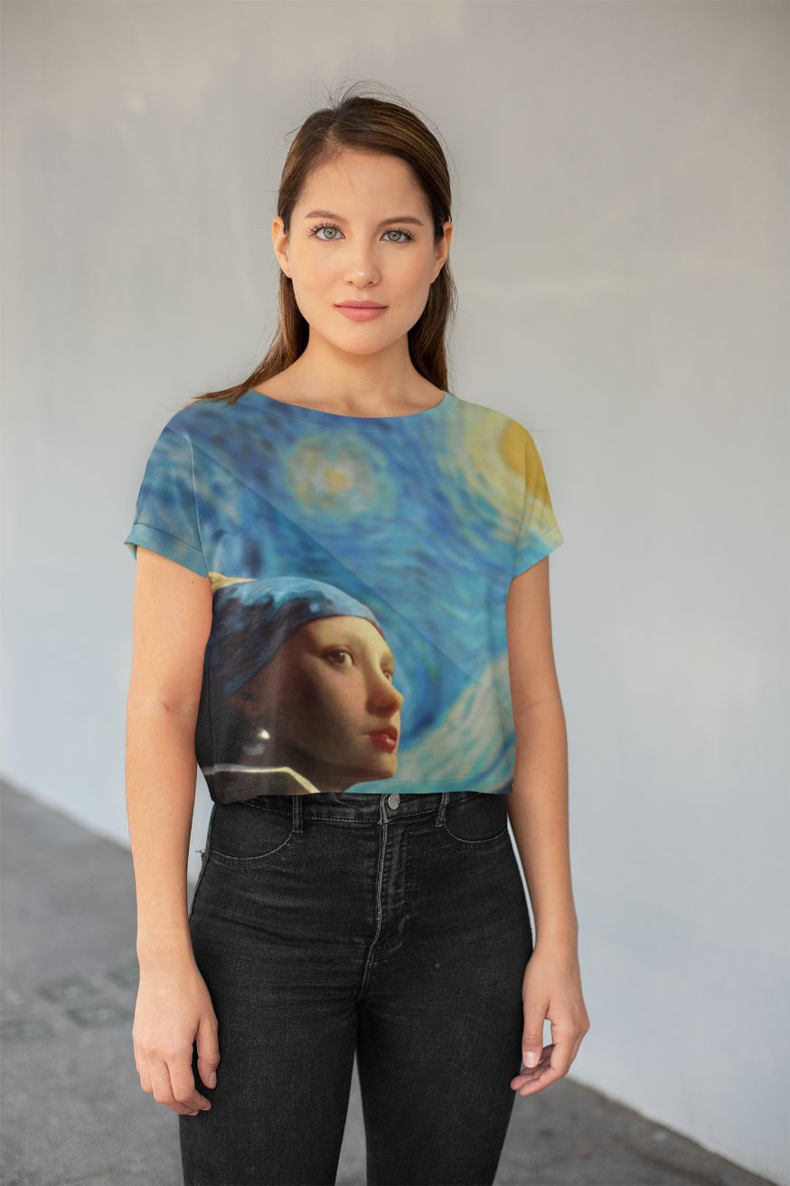 MAGIC OF STARRY NIGHT All-Over Print Crop Tee