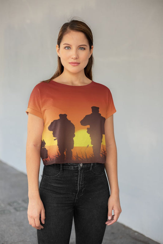 Navy Seal Training Silhouette All-Over Print Crop Tee