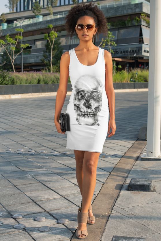 POINTILLISM SKULL Sublimation Cut & Sew Dress