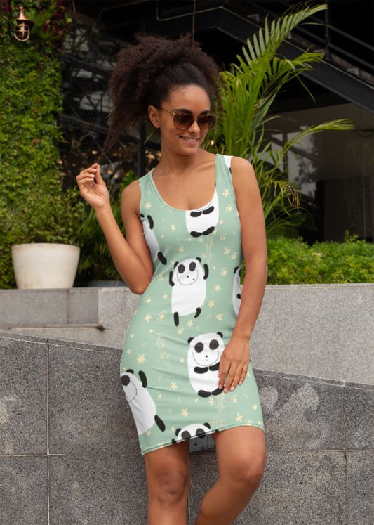 Panda  Pattern Sublimation Cut & Sew Dress