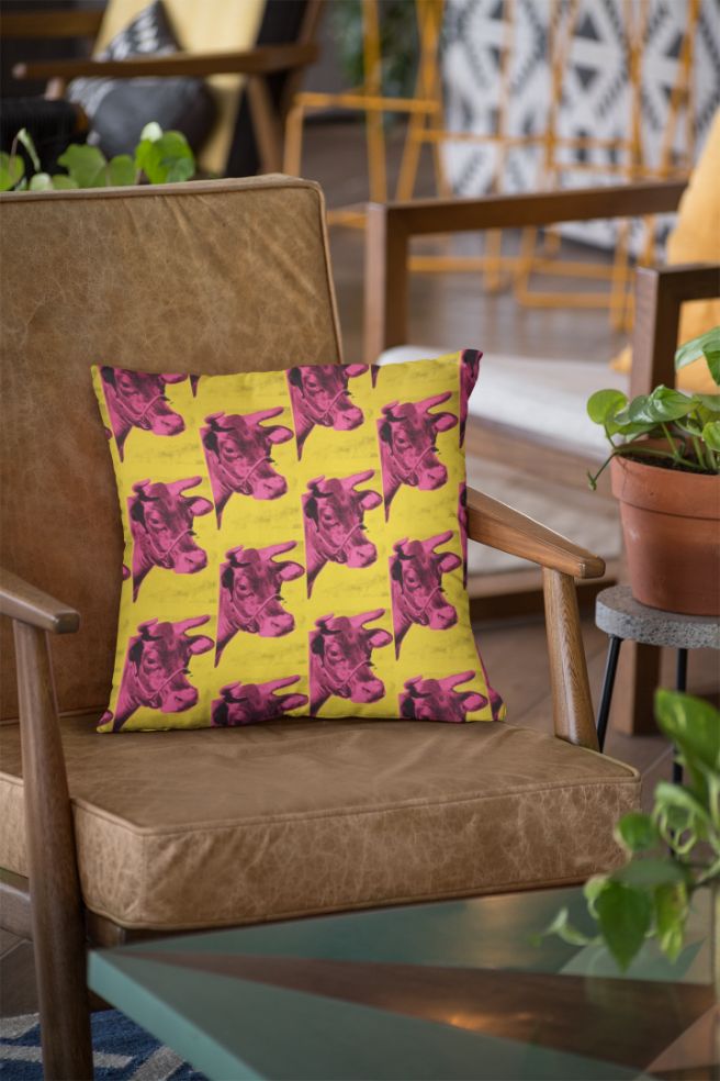 Pink Cow Pattern Cushion/Pillow