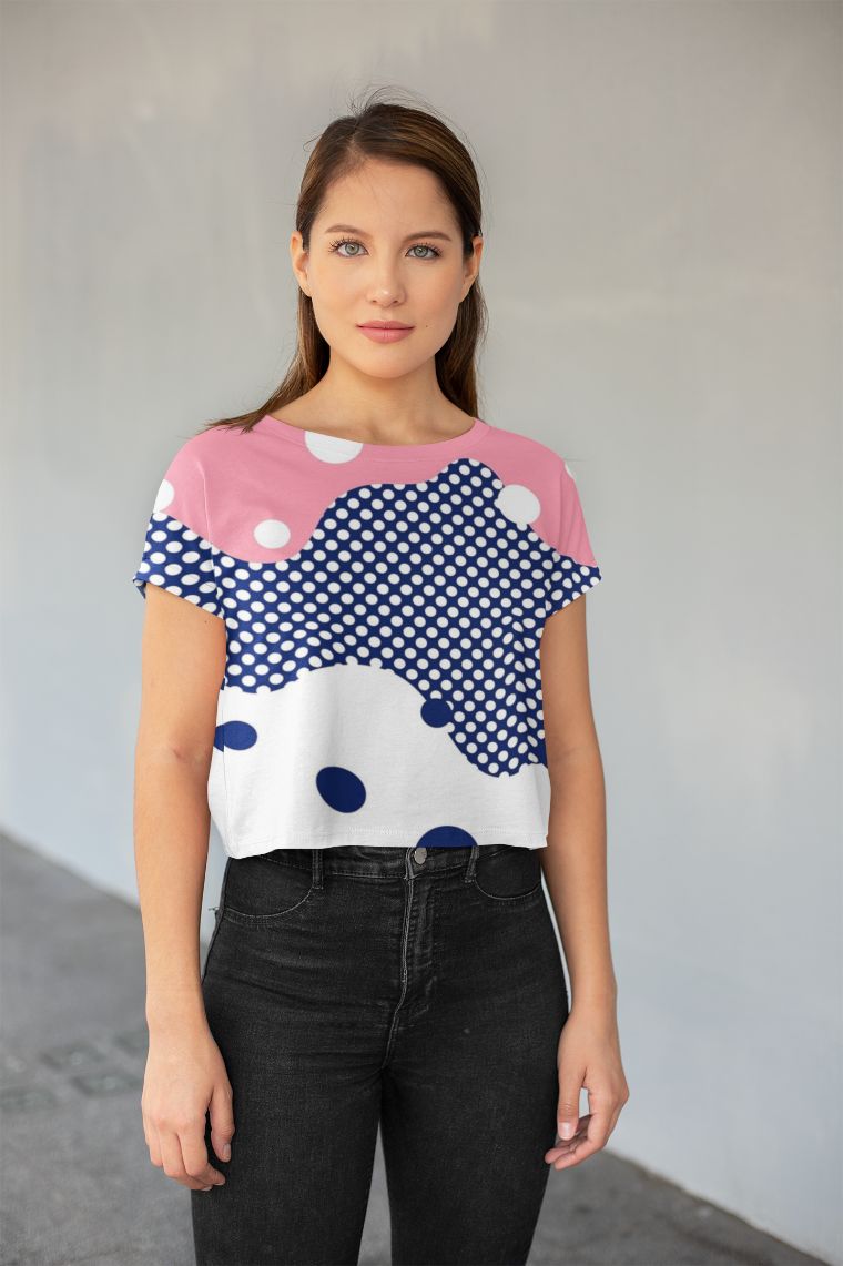 Polka Dots 3 All-Over Print Crop Tee