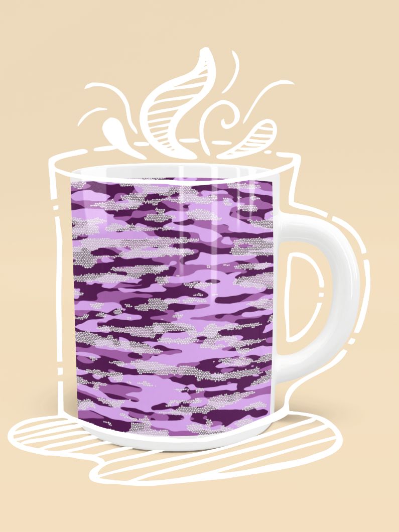 Purple Camouflage Pattern Mosaic Style Plakat Mug