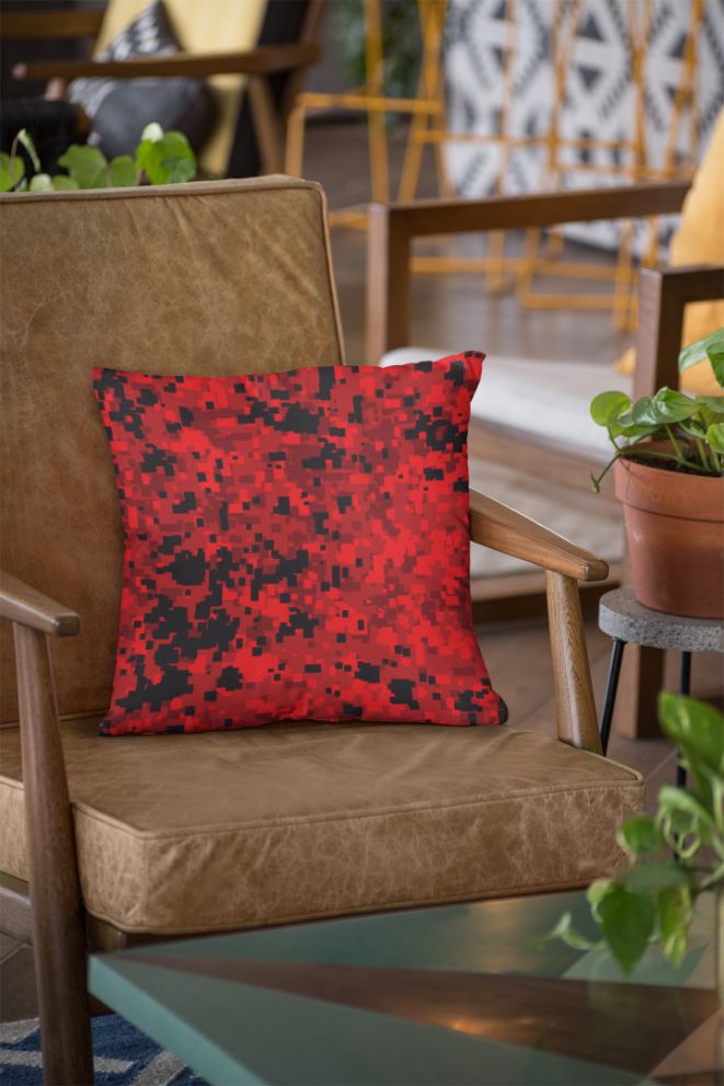 Red Pixelate Camofludge Cushion/Pillow