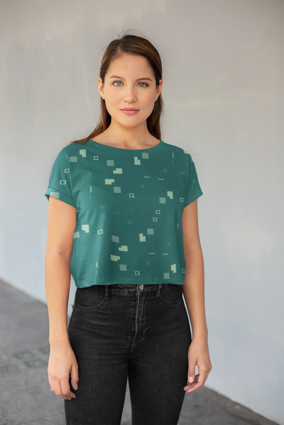 Simple Geometric Pattern 3 gr Poster All-Over Print Crop Tee