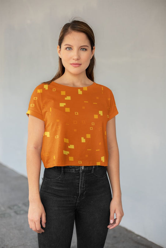 Simple Geometric Pattern 3 yo Poster All-Over Print Crop Tee