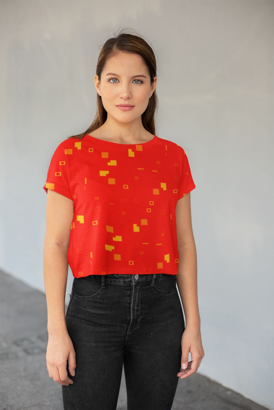 Simple Geometric Pattern 3 yr Poster All-Over Print Crop Tee