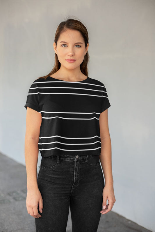 Simple Lines Pattern Poster All-Over Print Crop Tee