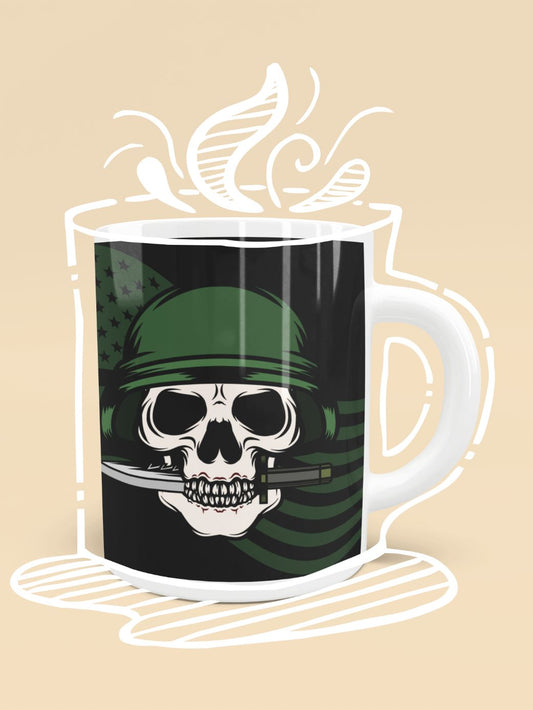 Skull With Bayonet Background Mug