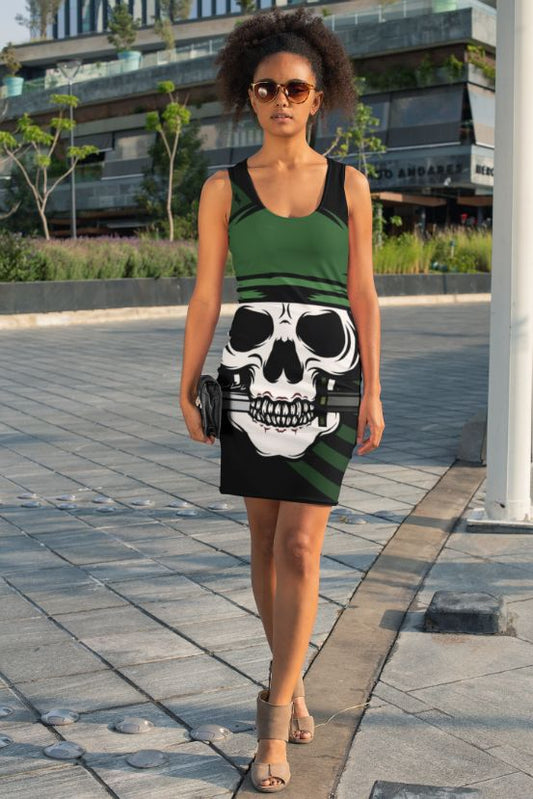 Skull With Bayonet Background Sublimation Cut & Sew Dress