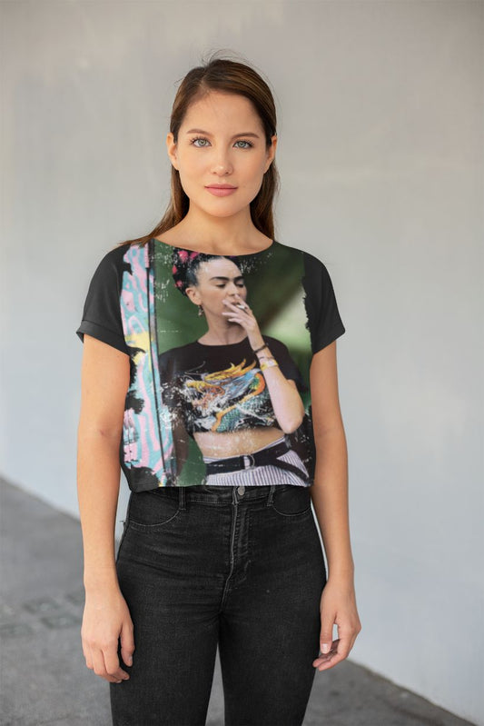 Smoking T-shirt All-Over Print Crop Tee