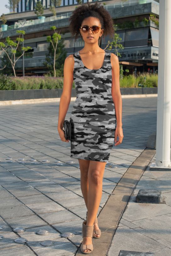 Snow Camouflage Pattern Mosaic Style Plakat Sublimation Cut & Sew Dress