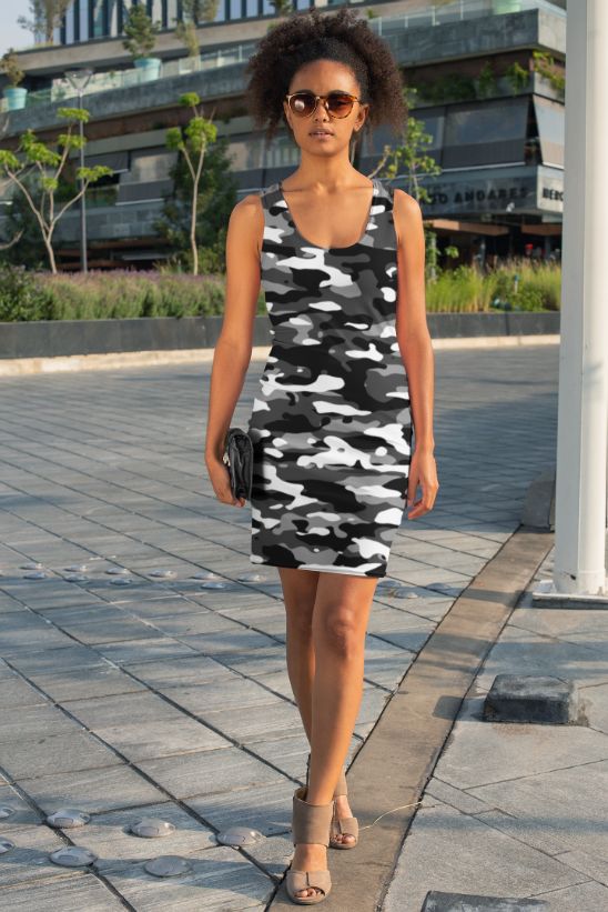 Snow Camouflage Pattern Plakat Sublimation Cut & Sew Dress