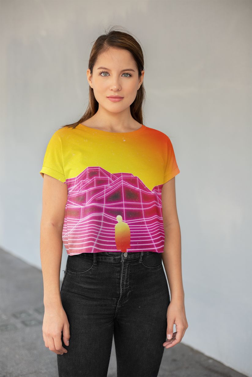 Sunrise All-Over Print Crop Tee