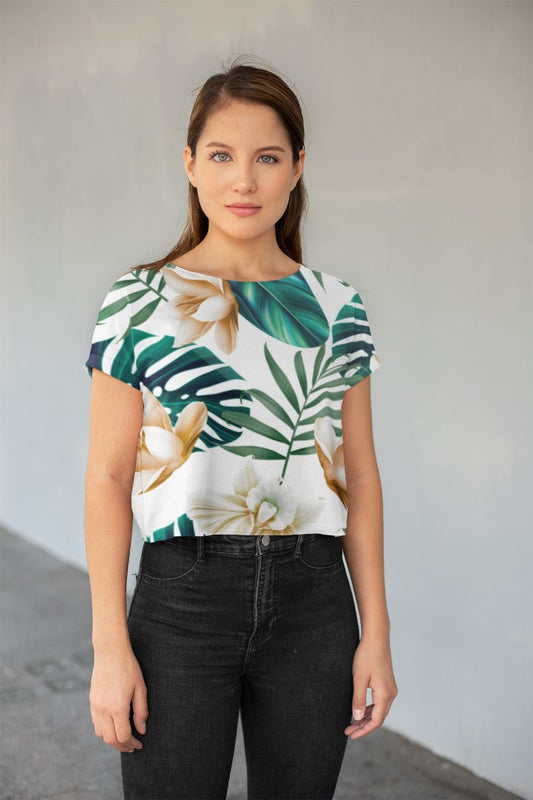 TROPICAL  All-Over Print Crop Tee