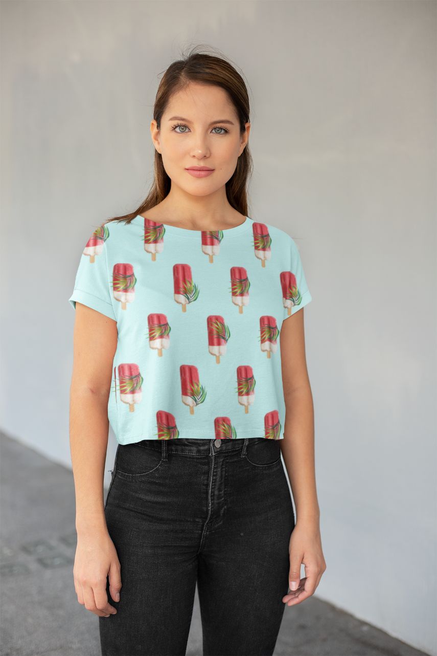 TROPICAL POPSICLES All-Over Print Crop Tee