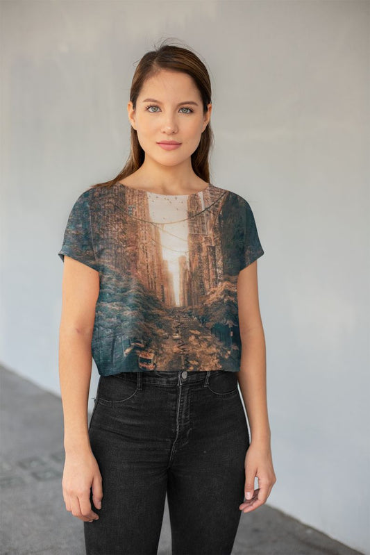 Tainted All-Over Print Crop Tee