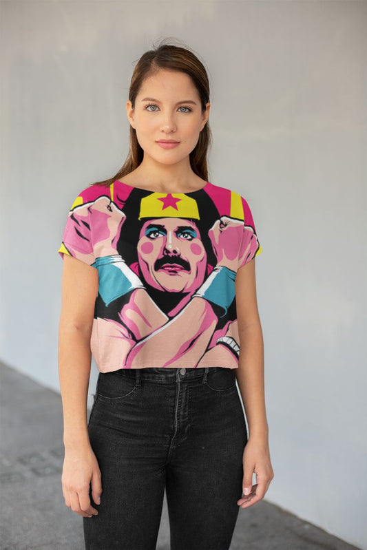 The Amazon Queen All-Over Print Crop Tee