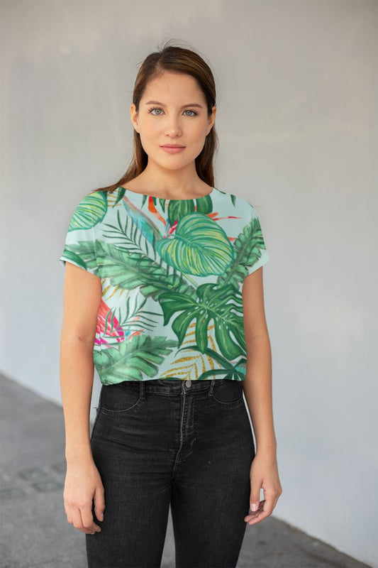 The Tropics III Poster (2) All-Over Print Crop Tee