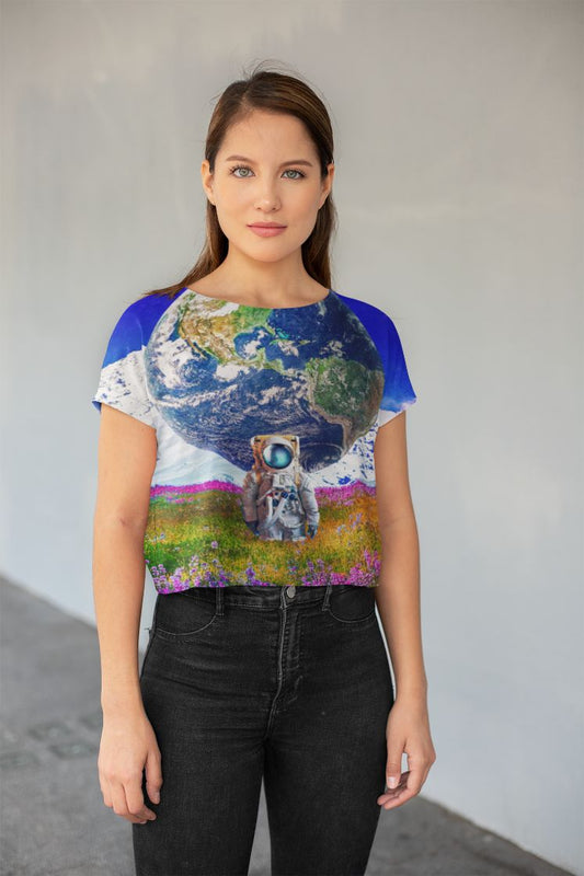 The World Behind All-Over Print Crop Tee