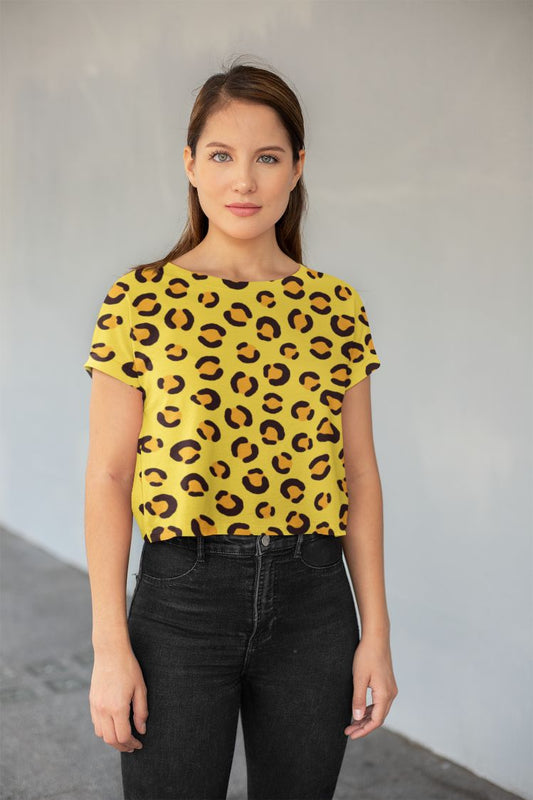 Tiger Pattern All-Over Print Crop Tee