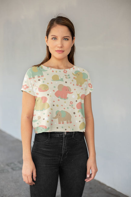 Toy Pattern  All-Over Print Crop Tee