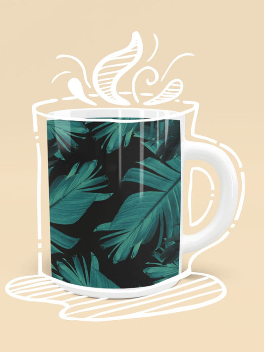 Tropical Banana Night Leaves Mug