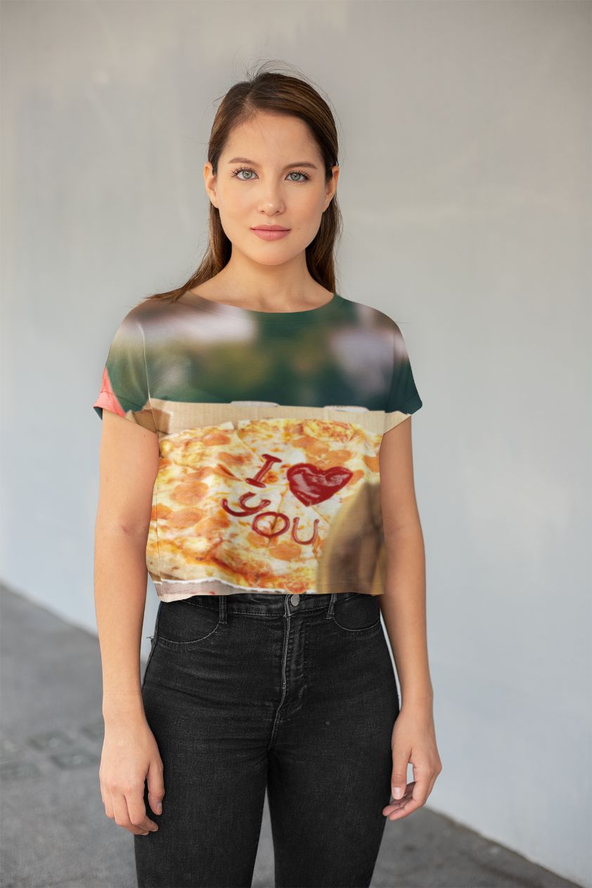 VANG GOGH'S PIZZA All-Over Print Crop Tee