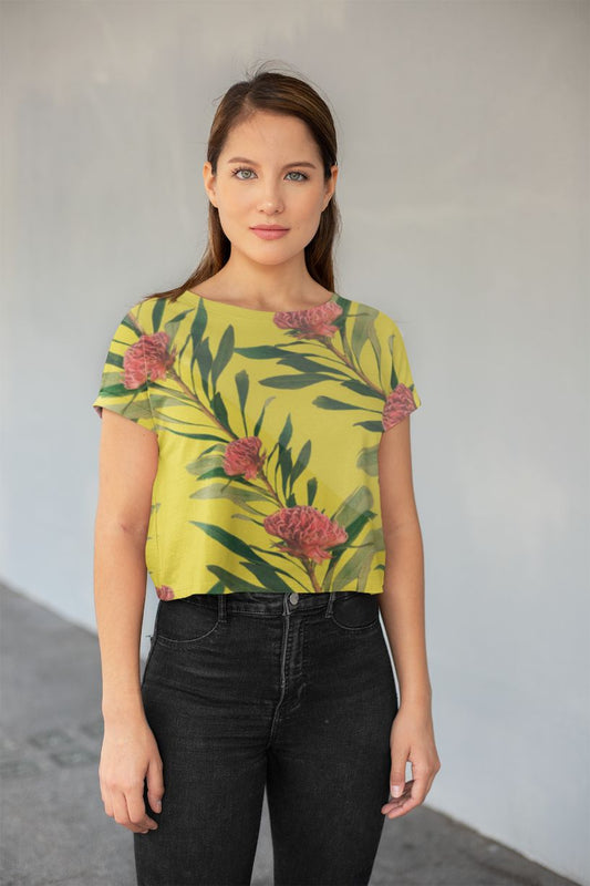 Vintage Flowers All-Over Print Crop Tee