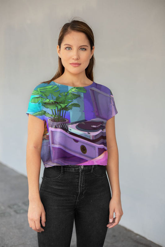 Vaporwave Aesthetic All-Over Print Crop Tee