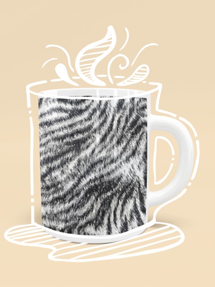 White Bengal Tiger Fur Wildlife Print Pattern Poster (1) Mug