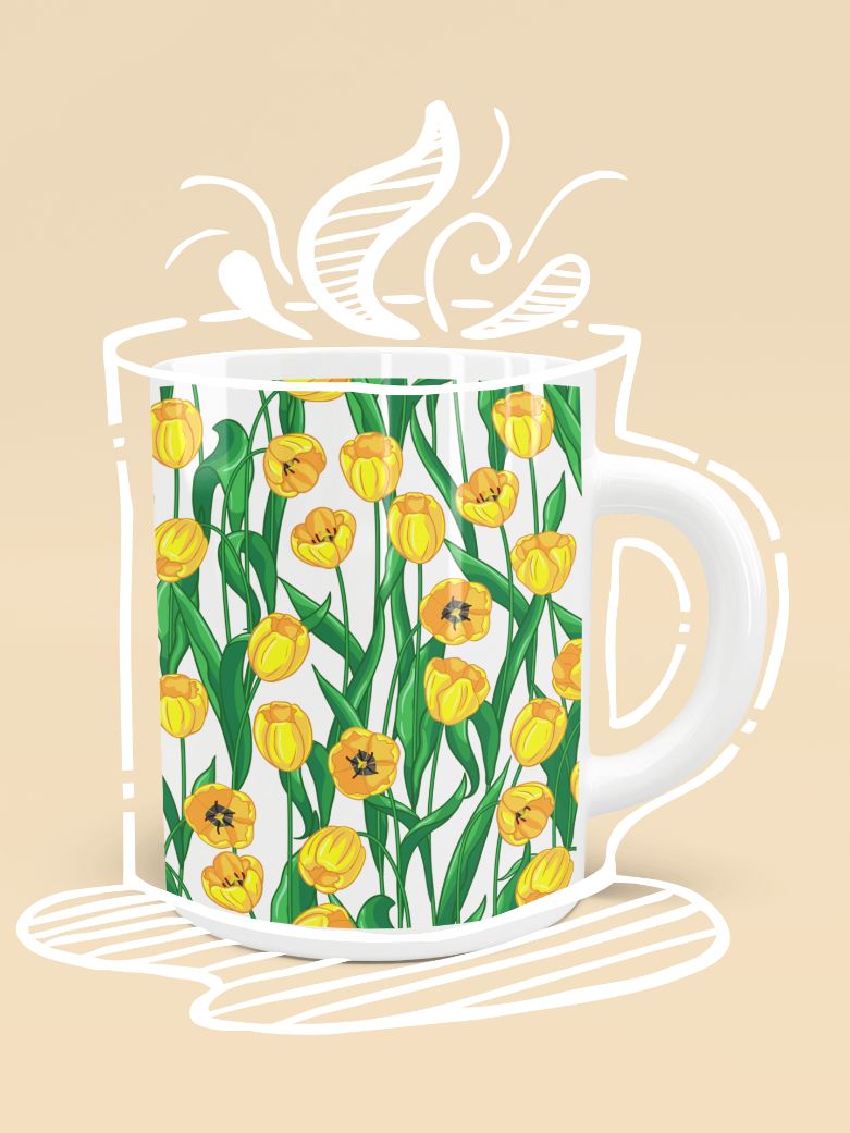 Yellow Flower  Pattern Mug