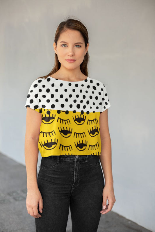 Yellow Traditional Moroccan Pattern by ARTERESTING Poster All-Over Print Crop Tee