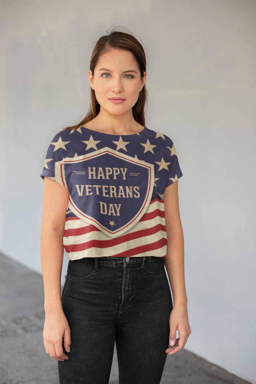 Free-veterans-day All-Over Print Crop Tee