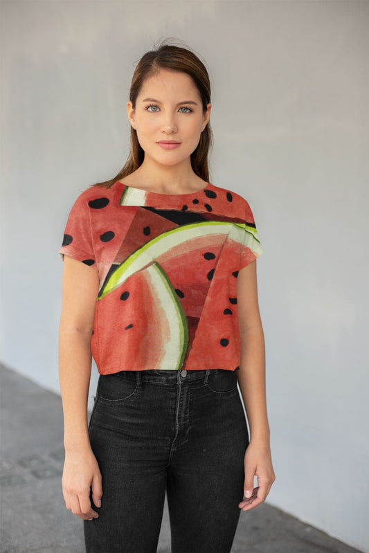 Melons pattern All-Over Print Crop Tee