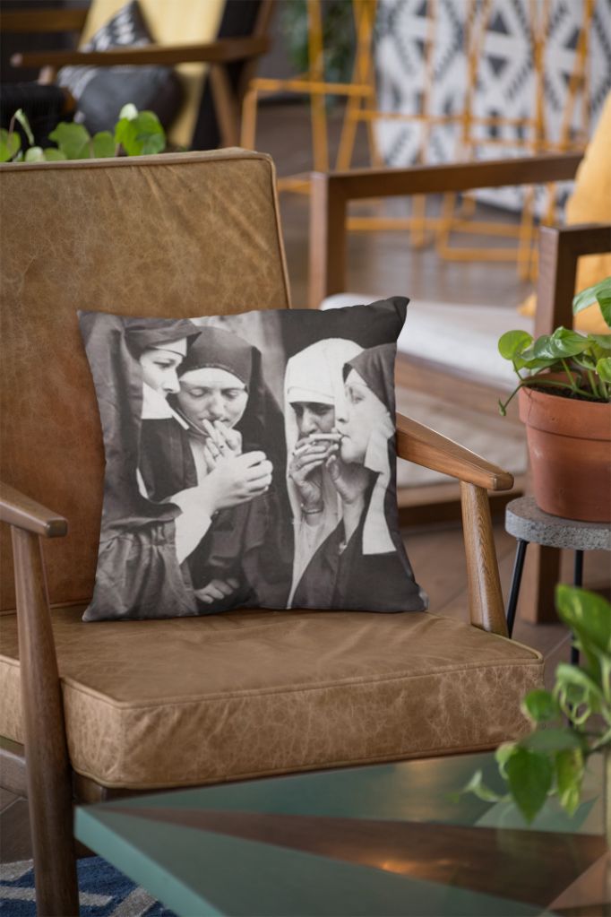 nuns-smoking-prints Cushion/Pillow