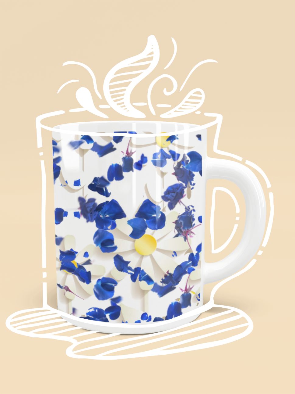 White daisies and blue cyclamens Mug