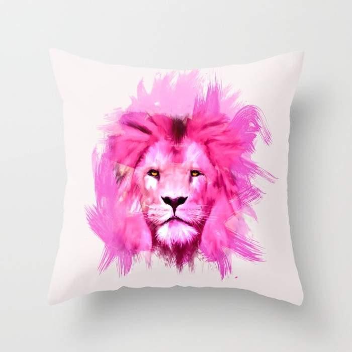 The Pillow pillows 16" x 16" A pink lion looked at me. Cushion/Pillow