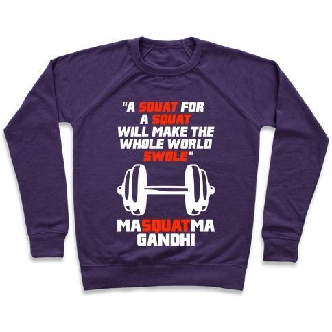 Virgin Teez  Pullover Crewneck Sweatshirt / x-small / Purple A SQUAT FOR A SQUAT CREWNECK SWEATSHIRT