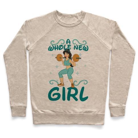 Virgin Teez  Pullover Crewneck Sweatshirt / x-small / Heathered Oatmeal A WHOLE NEW GIRL CREWNECK SWEATSHIRT