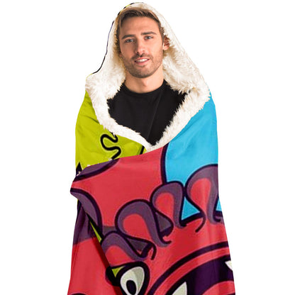 Abstract Pattren Hooded Blanket