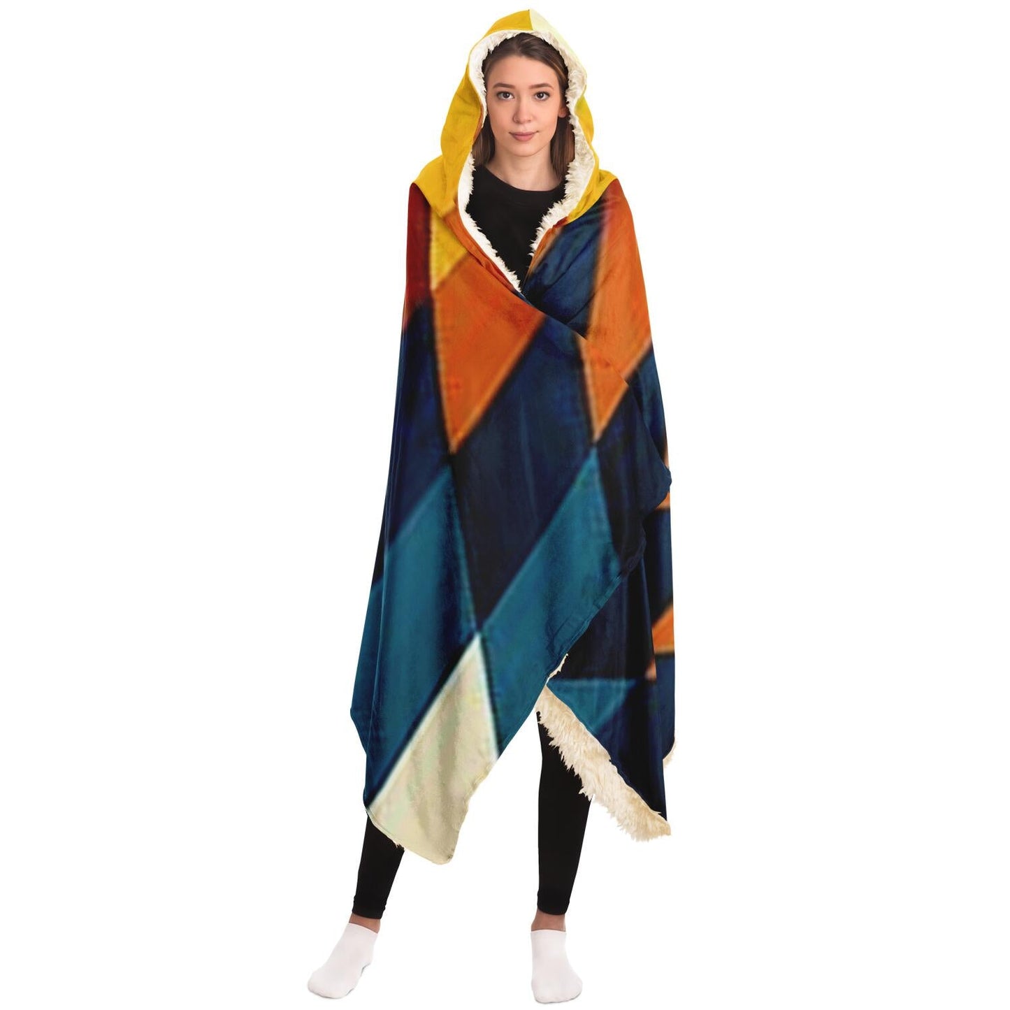 Graphic Pattern Hooded Blanket