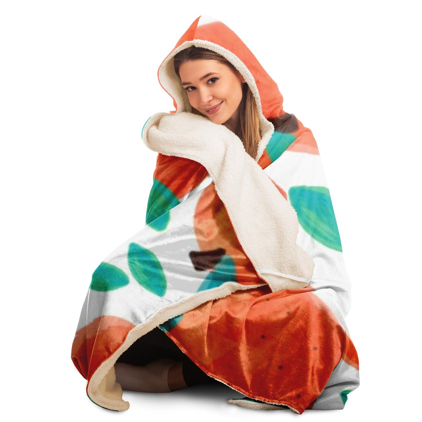 Fruit Pattern Hooded Blanket