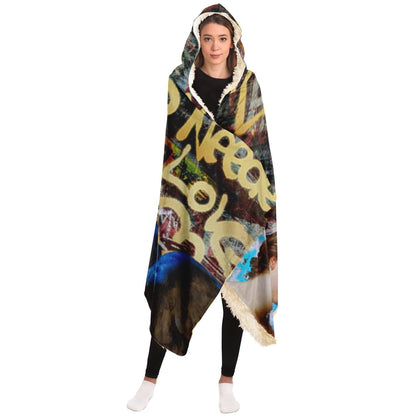 Love Is Needed Hooded Blanket