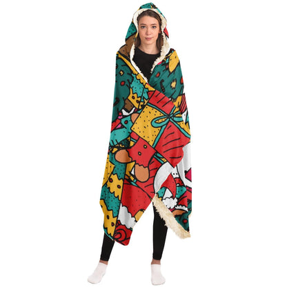 Merry Christmas pattern Poster Hooded Blanket