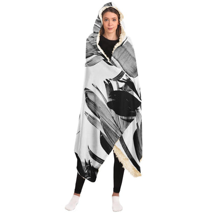 Tropical Banana Leaves Pattern Hooded Blanket