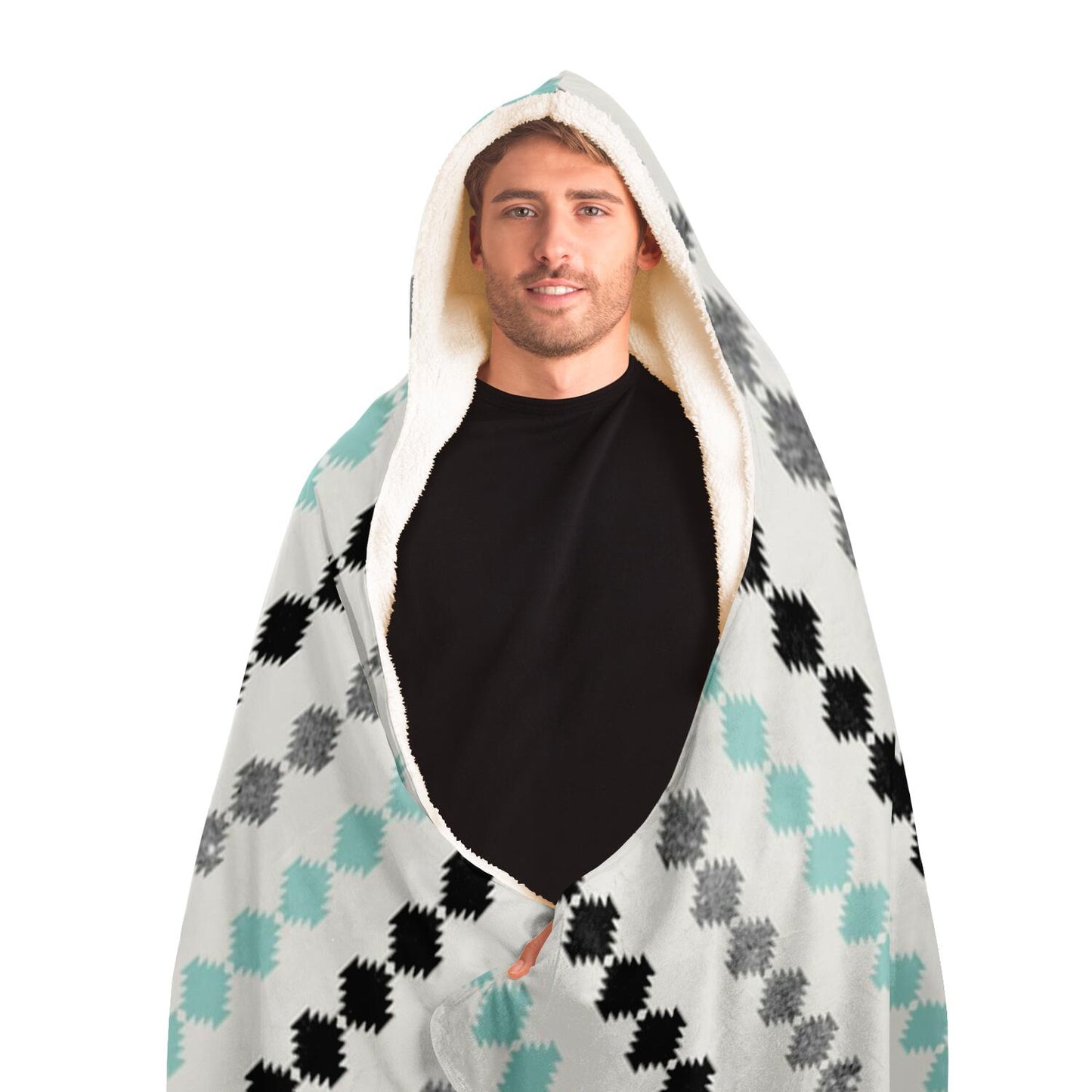 Tribal Boho Pattern Minimal Hooded Blanket